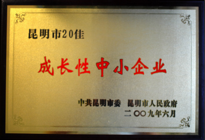 2009年，昆明市20佳成長(zhǎng)性中小企業(yè).jpg